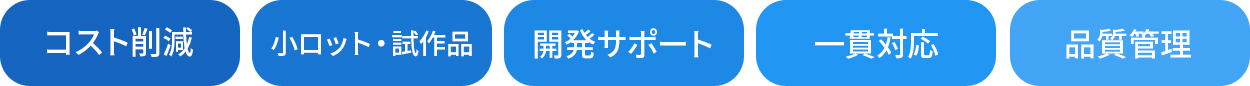 コスト削減 小ロット・試作品 開発サポート 一貫対応 品質管理